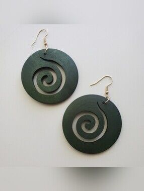 Green Swirl Dangle Earrings